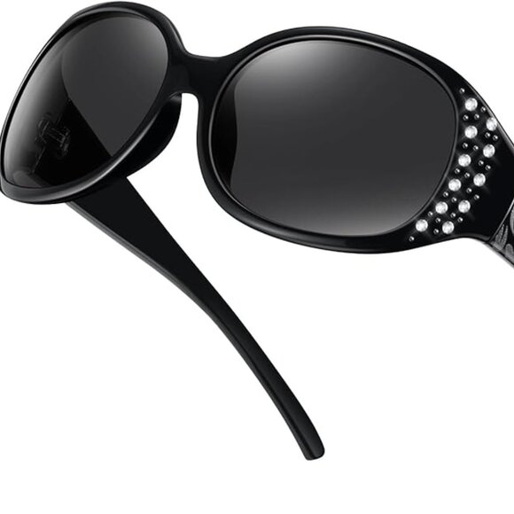Polarized Sunglasses for Women, Rhinestone Wrap Around Sunglasses with UV400 main image 4
